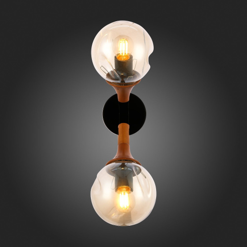 SLE109401-01 Светильник настенный Черный, Темное дерево/Прозрачный, Янтарный E27 2*60W RAQUEL фото 5