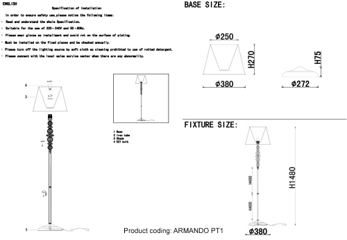 Crystal Lux Торшер Crystal Lux ARMANDO PT1 CHROME фото 2