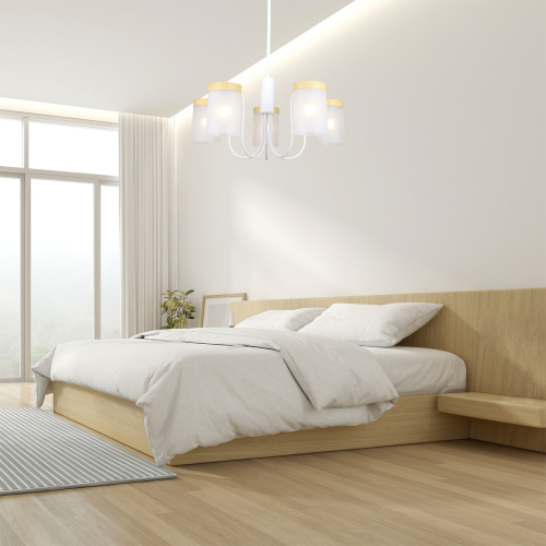 Светильник на штанге Escada 1172/5P E14*40W White/Wood фото 2 Светильник на штанге Escada 1172/5P E14*40W White/Wood фото 2