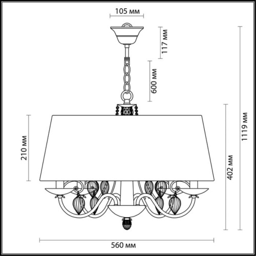 3921/4 CLASSIC ODL18 648 бронза/ткань/стекло Люстра IP20 E14 4*40W 220V NIAGARA фото 2 3921/4 CLASSIC ODL18 648 бронза/ткань/стекло Люстра IP20 E14 4*40W 220V NIAGARA фото 2
