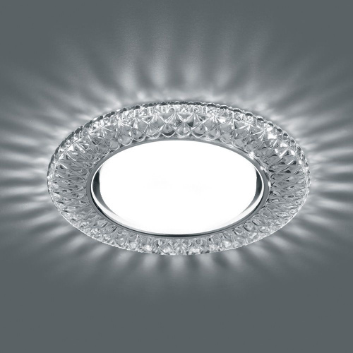 Светильник встраиваемый с белой LED подсветкой Feron CD4043 потолочный GX53 без лампы, прозрачный, хром фото 2 Светильник встраиваемый с белой LED подсветкой Feron CD4043 потолочный GX53 без лампы, прозрачный, хром фото 2