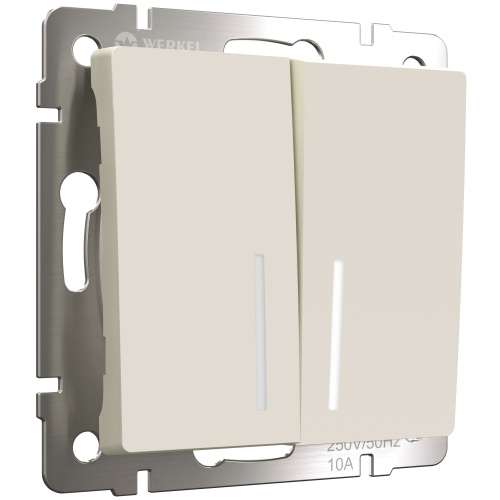 Выключатель двухклавишный с подсветкой (айвори матовый) W1120162 Выключатель двухклавишный с подсветкой (айвори матовый) W1120162