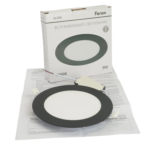 Светодиодный светильник Feron AL500 встраиваемый 9W 4000K черный фото 10