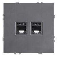 Розетка компьютерная 2-местная RJ-45 (механизм), STEKKER, серия Эмили, RST00-5111-10, платиново-серый, soft touch