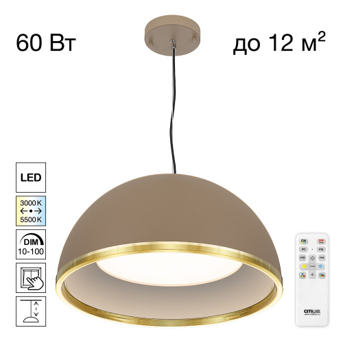 Citilux FLOOM CL736252 Светильник подвесной с пультом Бежевый+Золото Citilux FLOOM CL736252 Светильник подвесной с пультом Бежевый+Золото