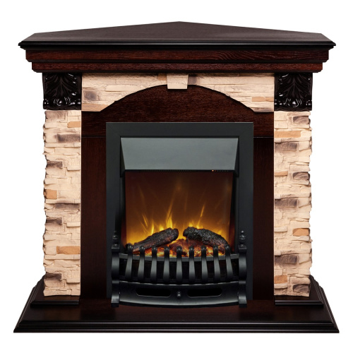 Каминокомплект DUBLIN CORNER ROCK/ДУБЛИН УГЛ. РОК Античный дуб с очагом Электроочаг FOBOS ЛАЙТ/ФОБОС ЛАЙТ