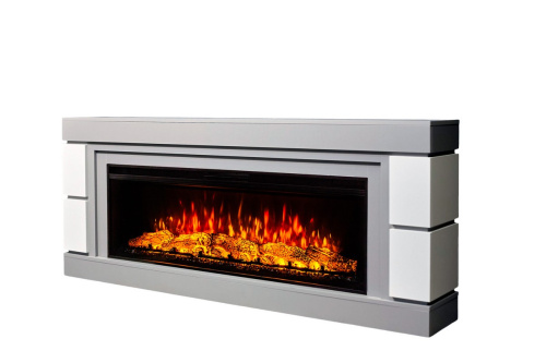 Каминокомплект ДЭНВЕР Серый камень/Белый с очагом Электроочаг JOKER/ДЖАСПЕР 52 фото 2