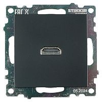 Розетка HDMI 2.1, Type A  (механизм), STEKKER GLS00-7118-05, серия Катрин, черный