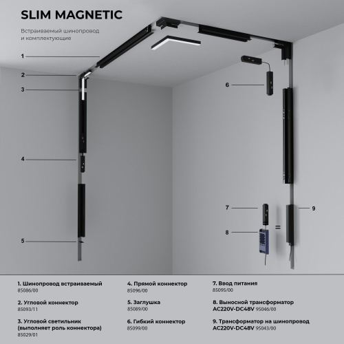 Slim Magnetic Прямой коннектор и планка (1 шт.) черный 85096/00 85096/00 фото 4 Slim Magnetic Прямой коннектор и планка (1 шт.) черный 85096/00 85096/00 фото 4