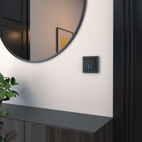 Выключатель двухклавишный проходной с подсветкой (Hammar черный) W1222108 фото 2 Выключатель двухклавишный проходной с подсветкой (Hammar черный) W1222108 фото 2