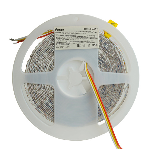 Лента светодиодная 192SMD(2835)/м 16Вт/м 24V 5000*8*1.44мм 3000К+6500K, IP20, LS504 фото 6
