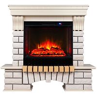 Каминокомплект COUNTRY/БРУКЛИН Белый дуб с очагом Электроочаг SPARTA 25.5