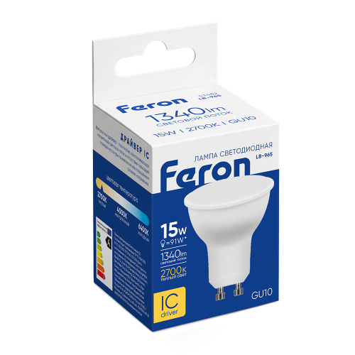 Лампа светодиодная Feron LB-965 MR16 GU10 15W 175-265V 2700K фото 5 Лампа светодиодная Feron LB-965 MR16 GU10 15W 175-265V 2700K фото 5