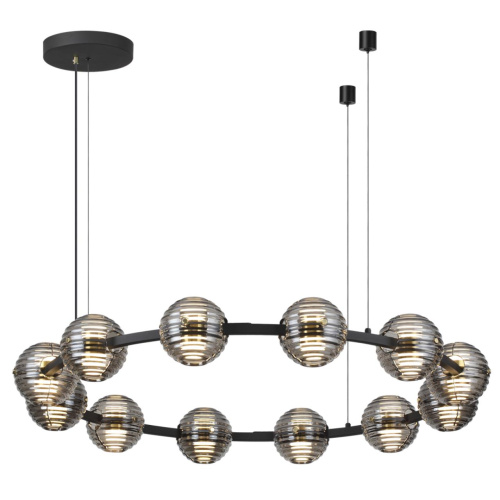 5041/120L L-VISION ODL24 533 черн./золото/дымчатый/металл/стеко Люстра LED 120W 4000К 9364Лм TRONI
