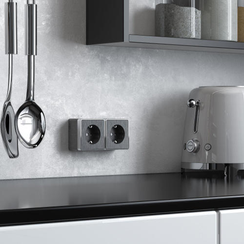 Розетка с заземлением Gallant графит рифленый W5071004 фото 2