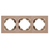 Рамка 3-местная, металл, ,STEKKER, MFR00-7003-02, серия Катрин, шампань