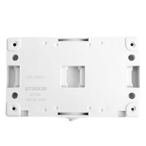 Розетка 2-местная с крышкой с/з STEKKER PST16-12-54, пластик АВS, 250В, 16А, IP54, серый/графит фото 8