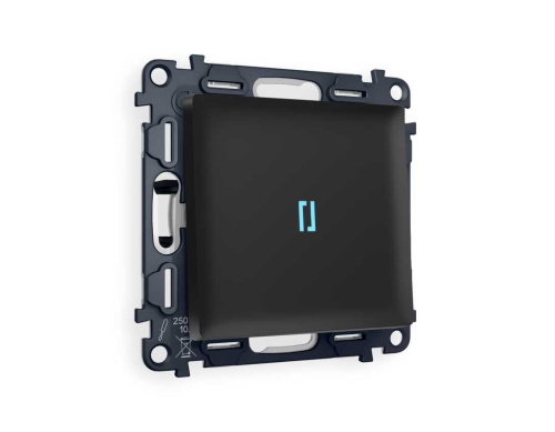 Комплект механизма 1-кл выключателя AMBRELLA VOLT с подсветкой 10000K ALFA Черный матовый QUANT (AP8020, VM101, G17B) MA802020