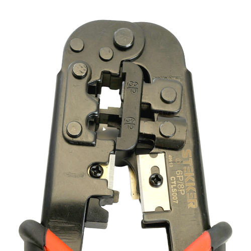 Кримпер STEKKER CTLS007 для обжима RJ разъемов RJ-45 (8P8C), RJ-12 (6P6C) и RJ-11 (6P4C и 6P2C), черный, красный фото 4