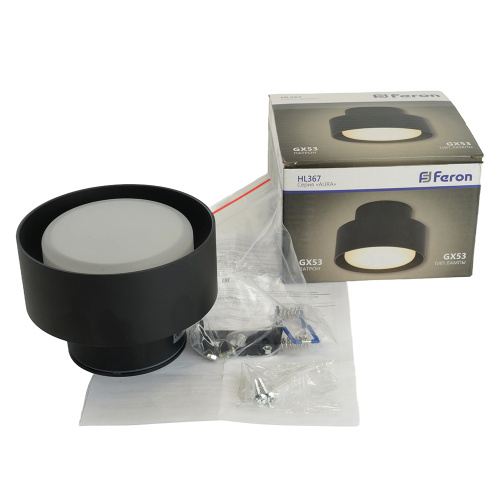 Светильник потолочный Feron HL367 Barrel AURA 12W, 230V, GX53, чёрный IP44 фото 11