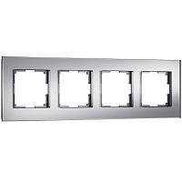 Рамка из стекла на 4 поста Senso серебряный soft-touch W0043106
