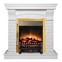 Электрокамин RealFlame Jazz WT белый с очагом Fobos Lux Brass