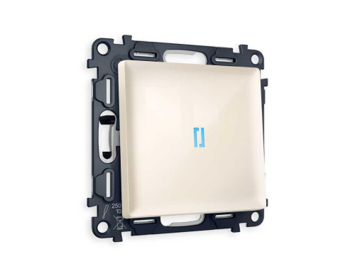 Комплект механизма 1-кл выключателя AMBRELLA VOLT с подсветкой 10000K ALFA Бежевый глянец QUANT (AP3020, VM101, G17B) MA302020