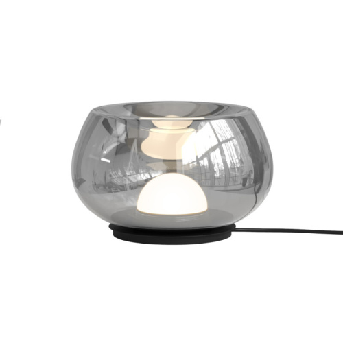 Настольная лампа FLOA, 8 Вт, 3000К, ?220 мм, металл, стекло, черный, дымчатый серый фото 3