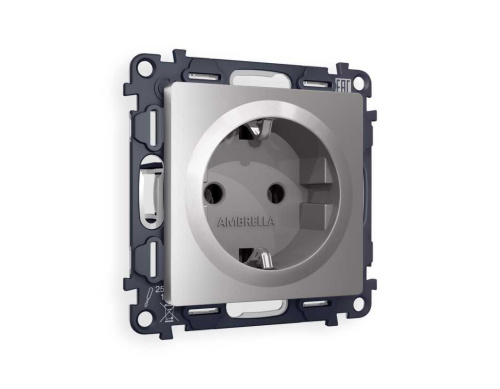 Комплект механизма электрической розетки AMBRELLA VOLT ALFA Сталь матовый с/з на винтовых зажимах QUANT (AP5060, VM141) MA506010