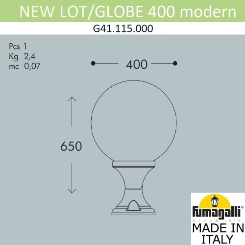 Ландшафтный фонарь FUMAGALLI NEW LOT/GLOBE 400 modern G41.115.000.AYE27 фото 2 Ландшафтный фонарь FUMAGALLI NEW LOT/GLOBE 400 modern G41.115.000.AYE27 фото 2