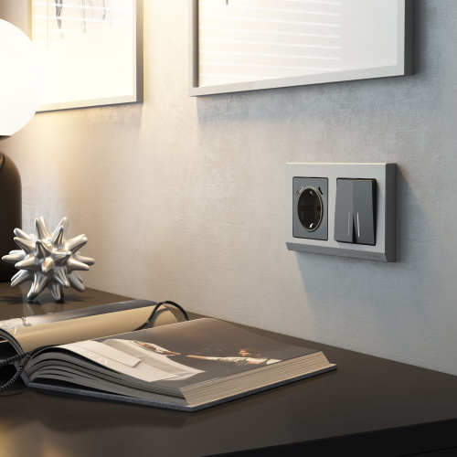 Выключатель двухклавишный с подсветкой (графит матовый) W1120164 фото 3