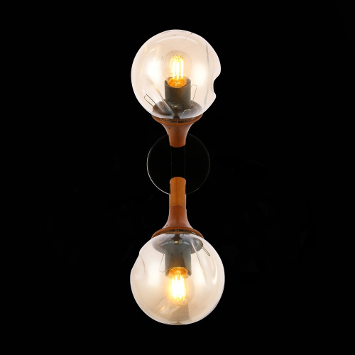 SLE109401-01 Светильник настенный Черный, Темное дерево/Прозрачный, Янтарный E27 2*60W RAQUEL фото 11