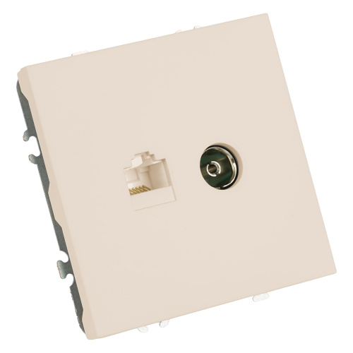 Розетка TV + компьютерная RJ-45 (механизм), STEKKER, серия Эмили, RST00-5106-08, кашемир, soft touch фото 3