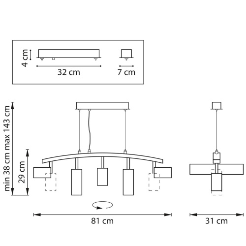 Комплект с подвесной люстрой Lightstar Rullo (571735+214437-3+214486-2) LR735373862 фото 3