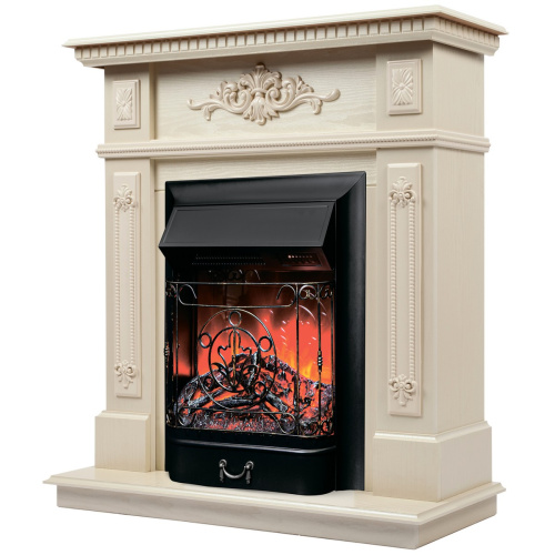 Каминокомплект LILIAN/НИКОЛЬ Бук жемчуг с очагом Электроочаг MAJESTIC LUX RC/МАДЖЕСТИК С ПУЛЬТОМ фото 2