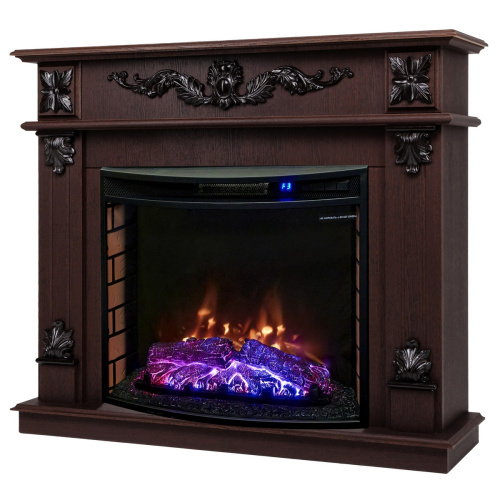 Каминокомплект PHILADELPHIA/ВЕРОНА Орех с очагом Электроочаг QUEEN/КУИН 25.5 фото 2