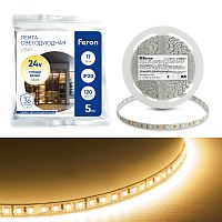 Светодиодная LED лента Feron LS501, 120SMD(2835)/м 11Вт/м 24V 5000*8*1.22мм 3000К IP20