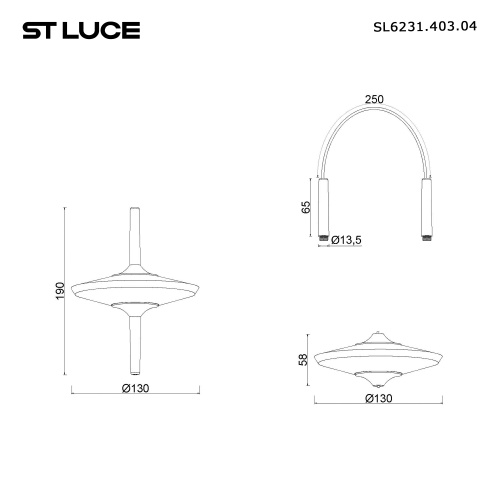 SL6231.403.04 Светильник подвесной ST-Luce Черный/Прозрачный LED 4*5W 4000K ZENITH фото 2