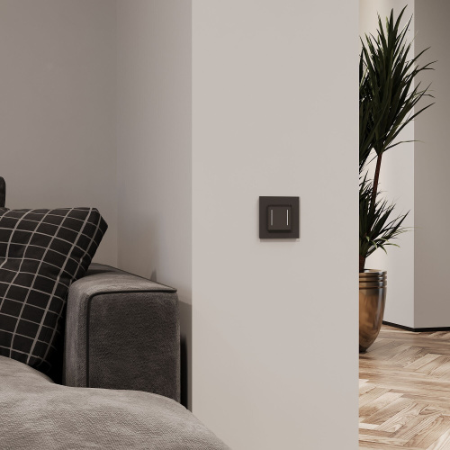 Умный сенсорный выключатель двухклавишный (черный) W4523008 фото 2