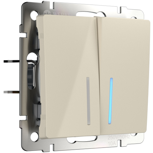 Выключатель двухклавишный с подсветкой (слоновая кость) W1120103 Выключатель двухклавишный с подсветкой (слоновая кость) W1120103