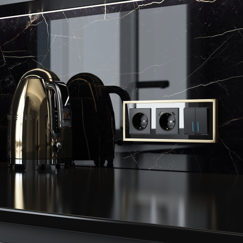 Рамка из металла на 3 поста Baguette черный/латунь W0032852 фото 5 Рамка из металла на 3 поста Baguette черный/латунь W0032852 фото 5