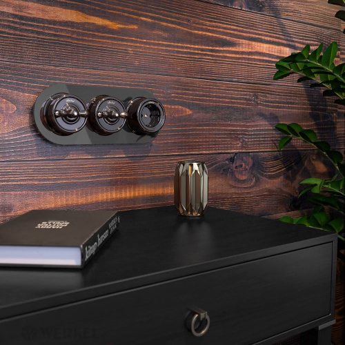 Переключатель/выключатель одноклавишный коричневый ретро W5612014 фото 3 Переключатель/выключатель одноклавишный коричневый ретро W5612014 фото 3