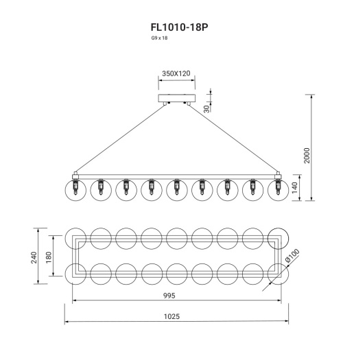 Люстра подвесная Bola de nubes FL1010-18P фото 2