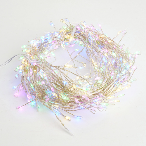 Светодиодная гирлянда Кластер (на проволоке) Feron CL584 линейная 12м  мультиколор, c питанием от сети 230V, прозрачный шнур фото 4