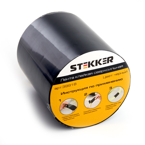 Лента  клейкая сверхсильная STEKKER 0,7*100 мм, 1,5 м. черная INTP9-0715-10 фото 4