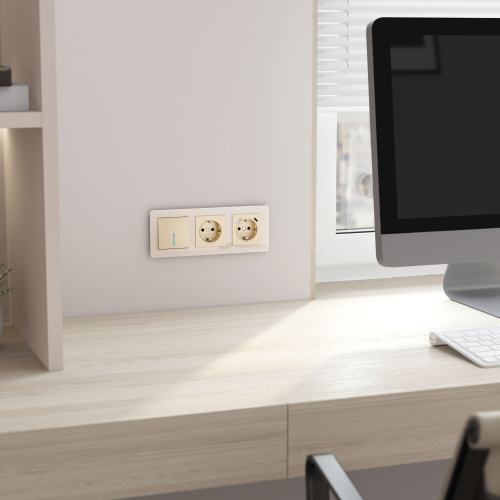 Выключатель одноклавишный с подсветкой (шампань) W1110111 фото 3