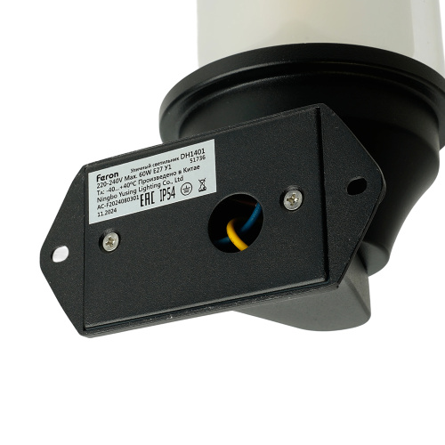 Светильник садово-парковый Feron DH1401, на стену вверх,E27 220-240V, черный фото 5