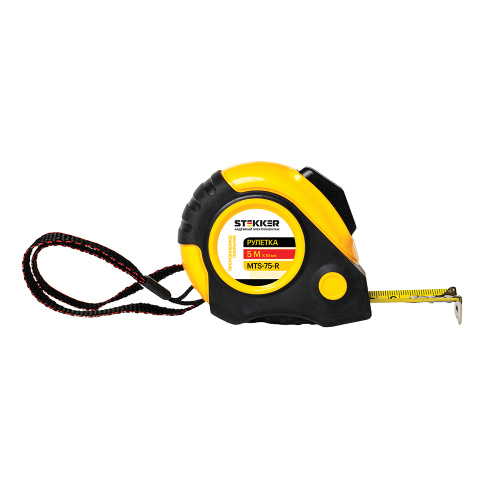Рулетка, 5 м х 19 мм, прорезиненное покрытие, II класс точности, автостоп MTS-75-R