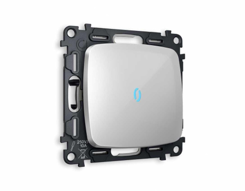 Комплект механизма 1-кл выключателя AMBRELLA VOLT с подсветкой 10000K OMEGA Серебро глянец QUANT (OP4020, VM101, G17B) MO402020