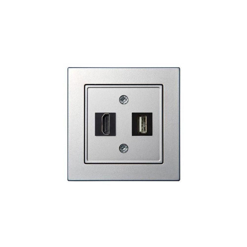 Розетка HDMI/USB Liregus Epsilon серебро 28-1856 Розетка HDMI/USB Liregus Epsilon серебро 28-1856